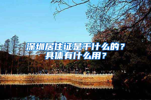 深圳居住证是干什么的？具体有什么用？