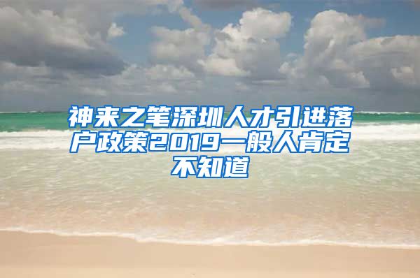 神来之笔深圳人才引进落户政策2019一般人肯定不知道