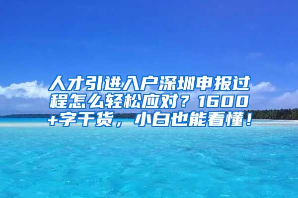 人才引进入户深圳申报过程怎么轻松应对？1600+字干货，小白也能看懂！