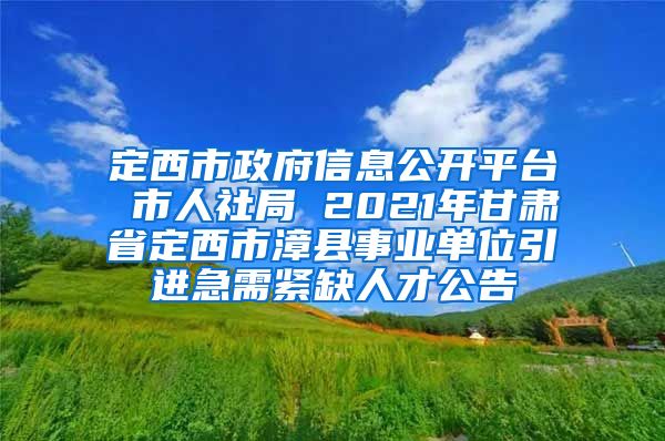 定西市政府信息公开平台 市人社局 2021年甘肃省定西市漳县事业单位引进急需紧缺人才公告