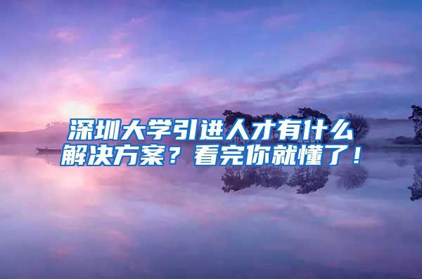 深圳大学引进人才有什么解决方案？看完你就懂了！