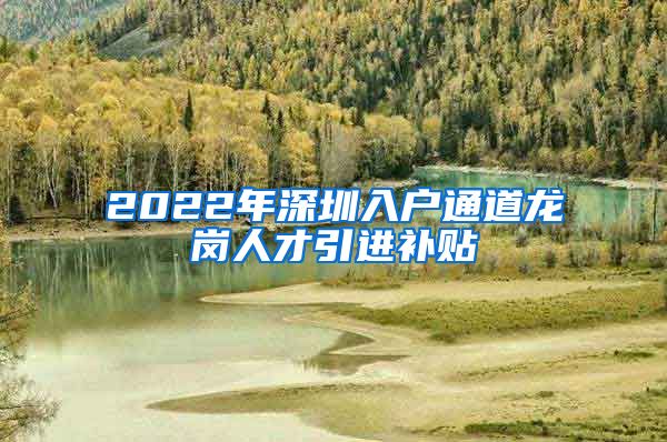 2022年深圳入户通道龙岗人才引进补贴