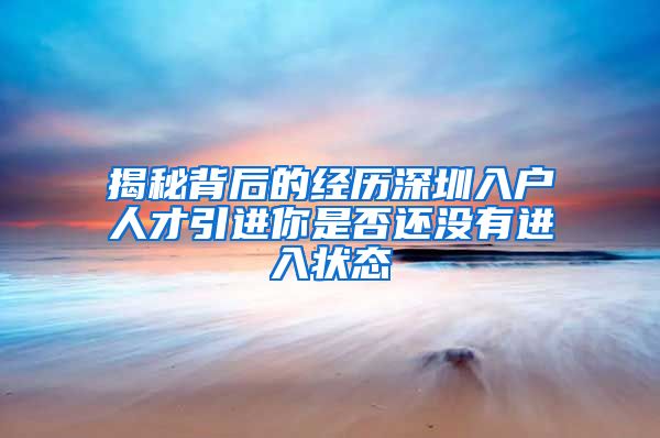 揭秘背后的经历深圳入户人才引进你是否还没有进入状态