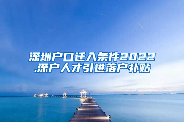 深圳户口迁入条件2022,深户人才引进落户补贴