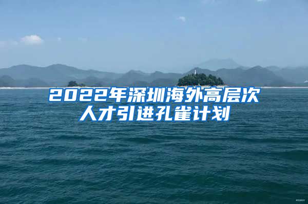 2022年深圳海外高层次人才引进孔雀计划