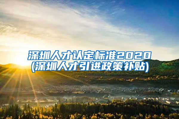 深圳人才认定标准2020(深圳人才引进政策补贴)