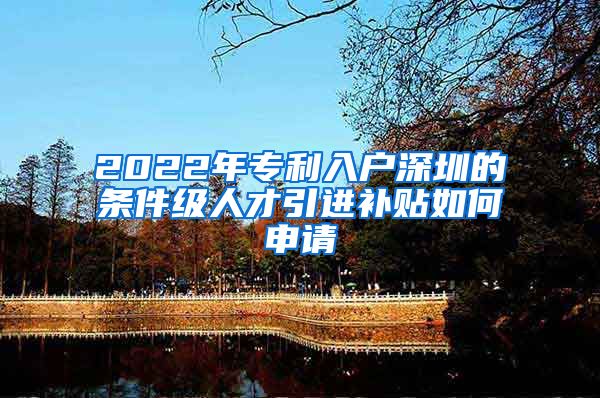 2022年专利入户深圳的条件级人才引进补贴如何申请