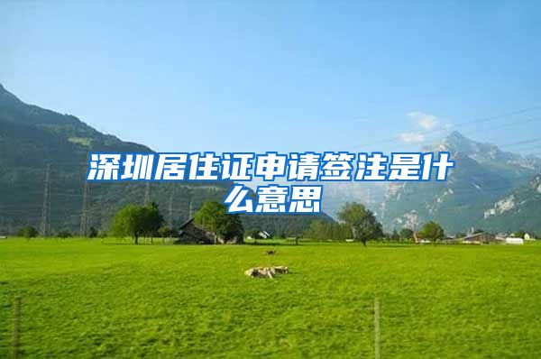 深圳居住证申请签注是什么意思