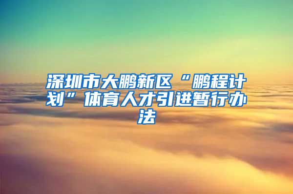 深圳市大鹏新区“鹏程计划”体育人才引进暂行办法