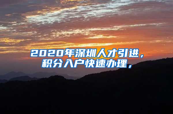 2020年深圳人才引进，积分入户快速办理，