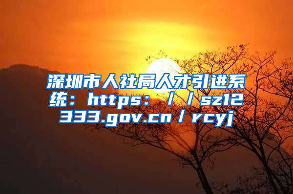 深圳市人社局人才引进系统：https：／／sz12333.gov.cn／rcyj