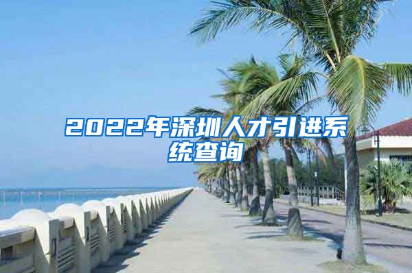 2022年深圳人才引进系统查询