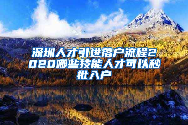 深圳人才引进落户流程2020哪些技能人才可以秒批入户