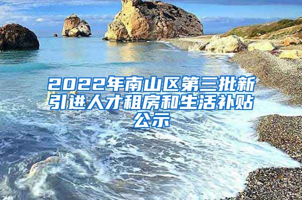 2022年南山区第三批新引进人才租房和生活补贴公示