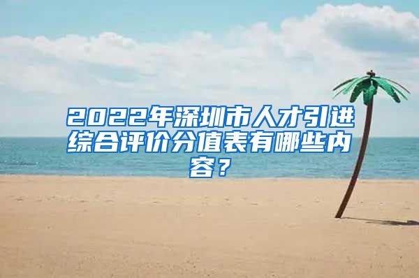 2022年深圳市人才引进综合评价分值表有哪些内容？