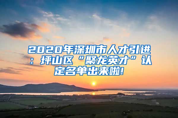 2020年深圳市人才引进：坪山区“聚龙英才”认定名单出来啦!