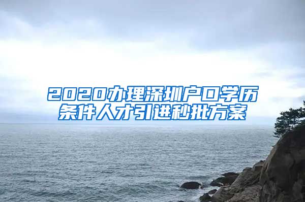 2020办理深圳户口学历条件人才引进秒批方案