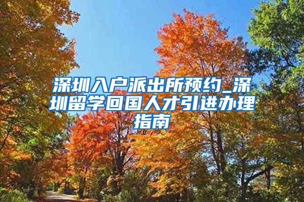 深圳入户派出所预约_深圳留学回国人才引进办理指南