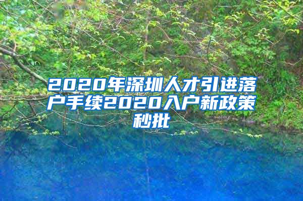 2020年深圳人才引进落户手续2020入户新政策秒批