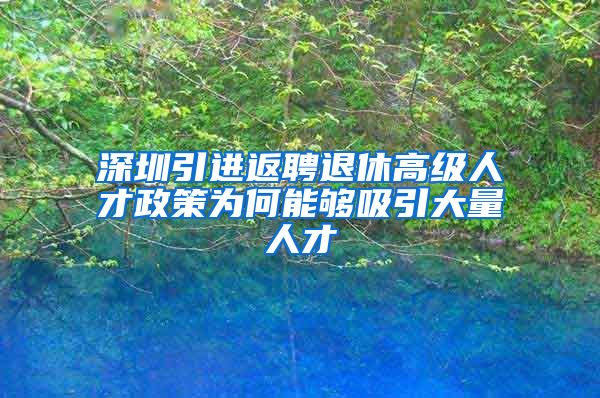 深圳引进返聘退休高级人才政策为何能够吸引大量人才