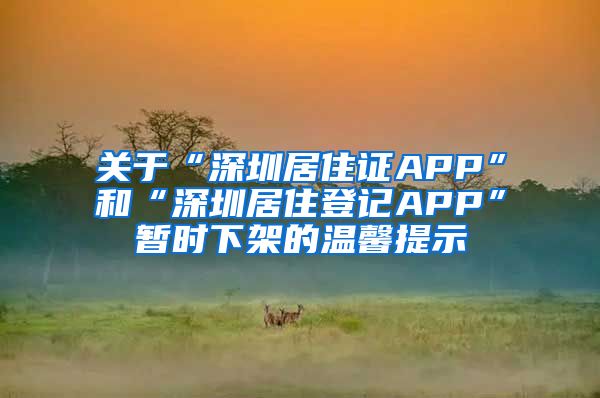 关于“深圳居住证APP”和“深圳居住登记APP”暂时下架的温馨提示