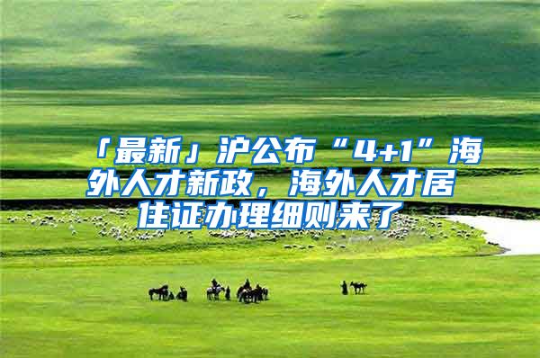 「最新」沪公布“4+1”海外人才新政，海外人才居住证办理细则来了→