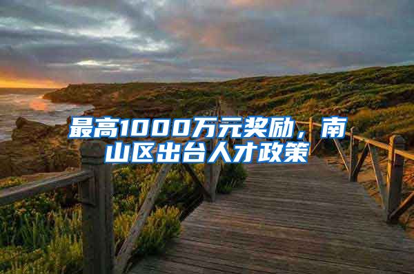 最高1000万元奖励，南山区出台人才政策