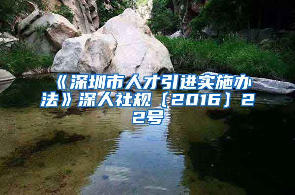 《深圳市人才引进实施办法》深人社规〔2016〕22号