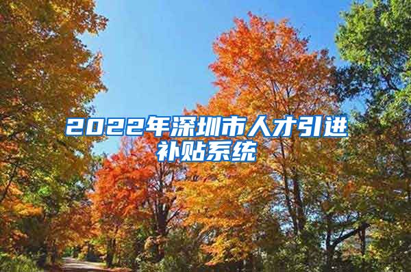 2022年深圳市人才引进补贴系统