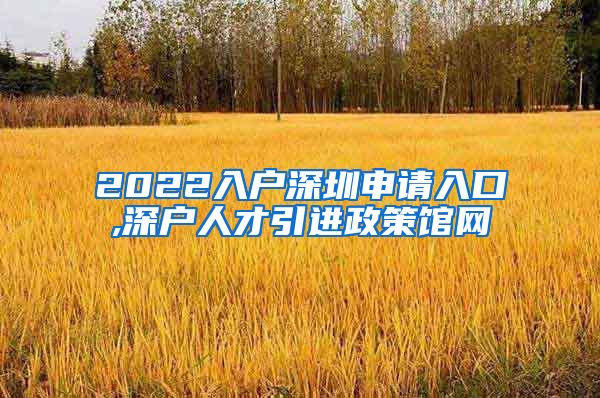 2022入户深圳申请入口,深户人才引进政策馆网