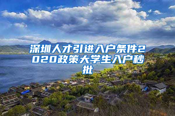 深圳人才引进入户条件2020政策大学生入户秒批