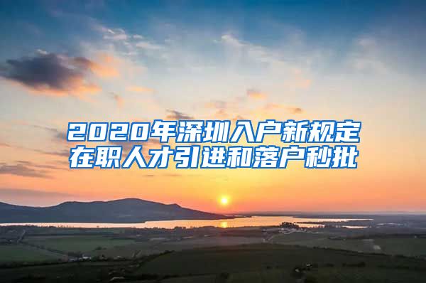 2020年深圳入户新规定在职人才引进和落户秒批