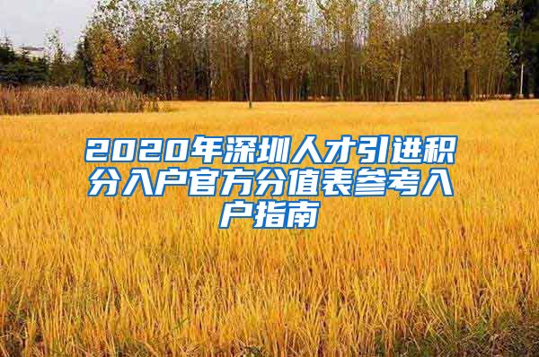 2020年深圳人才引进积分入户官方分值表参考入户指南