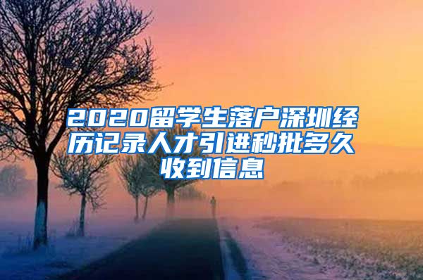 2020留学生落户深圳经历记录人才引进秒批多久收到信息