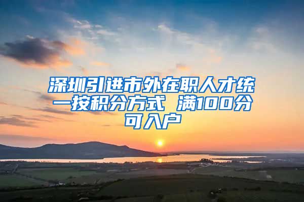 深圳引进市外在职人才统一按积分方式 满100分可入户