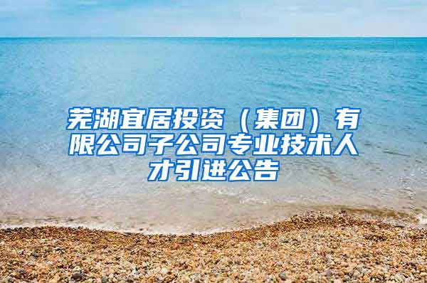 芜湖宜居投资（集团）有限公司子公司专业技术人才引进公告