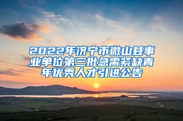 2022年济宁市微山县事业单位第三批急需紧缺青年优秀人才引进公告