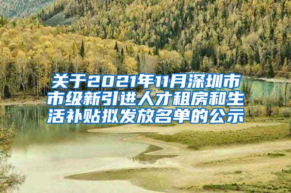 关于2021年11月深圳市市级新引进人才租房和生活补贴拟发放名单的公示