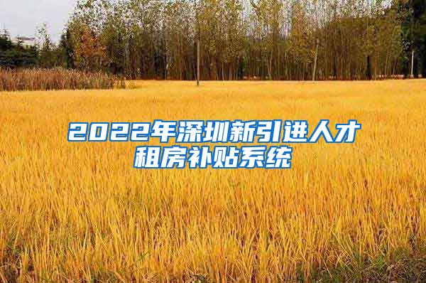 2022年深圳新引进人才租房补贴系统