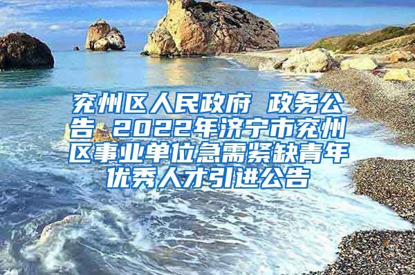 兖州区人民政府 政务公告 2022年济宁市兖州区事业单位急需紧缺青年优秀人才引进公告